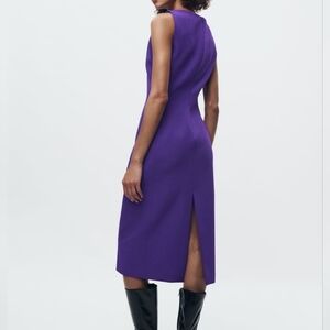 Zara slit midi dress sz L ZW COLLECTION purple BNWT
